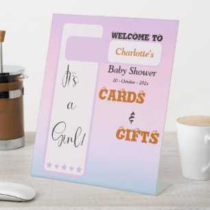 Lila Farbverlauf Süße Baby Shower Karten & Geschen Sockelschild