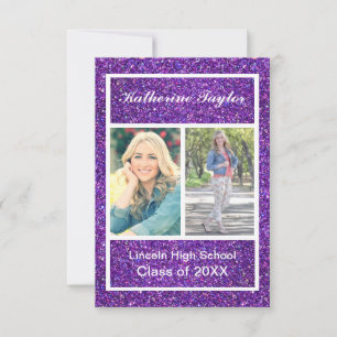 Lila Faux Glitter - 3x5 Grad Abschiedsankündigung Einladung