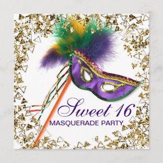 Lila Feather Maske Sweet 16 Masquerade Party Einladung