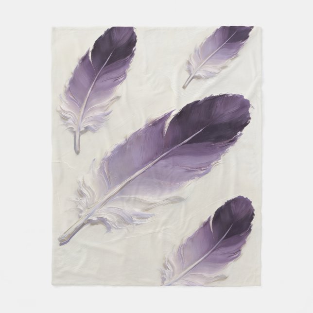 Lila Feder Weich Ästhetisch Modern Boho Fleecedecke (Vorderseite)