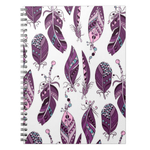 Lila Federn: Vintage Ornamentik nahtlos. Notizblock