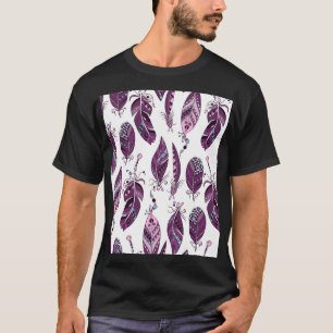 Lila Federn: Vintage Ornamentik nahtlos. T-Shirt