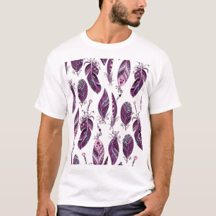 Lila Federn: Vintage Ornamentik nahtlos. T-Shirt
