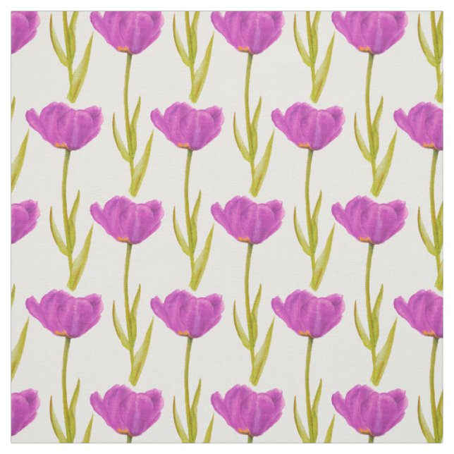 Lila Federtulip botanisches Aquarellgewebe Stoff (Muster)