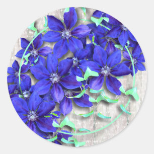 Lila Feierclematis-Blumen-Aufkleber Runder Aufkleber