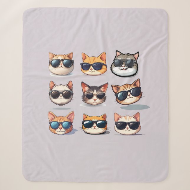 Lila Feline Frenzy Cat Sherpa Blanket Sherpadecke (Vorderseite)