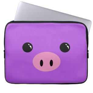 Lila Ferkel-Tier-Gesichts-Entwurf Laptopschutzhülle