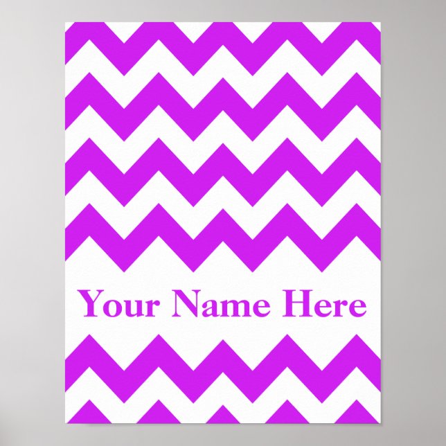 Lila Fett Zickzack mit Name Poster (Vorne)