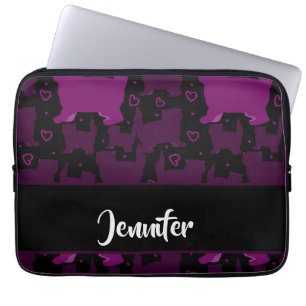 Lila Fettkatzen Silhouette auf schwarz Laptopschutzhülle