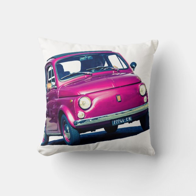 Lila Fiat 500 in Italien, klassisches Autokissen Kissen (Vorderseite)