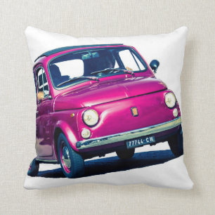 Lila Fiat 500 in Italien, klassisches Autokissen Kissen