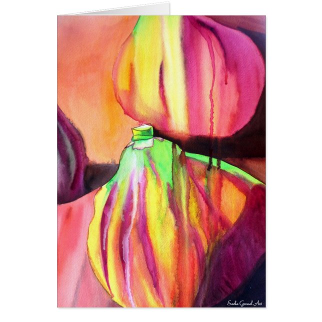 Lila Figs original Art Aquarell Tropfen Malerei (Vorne)