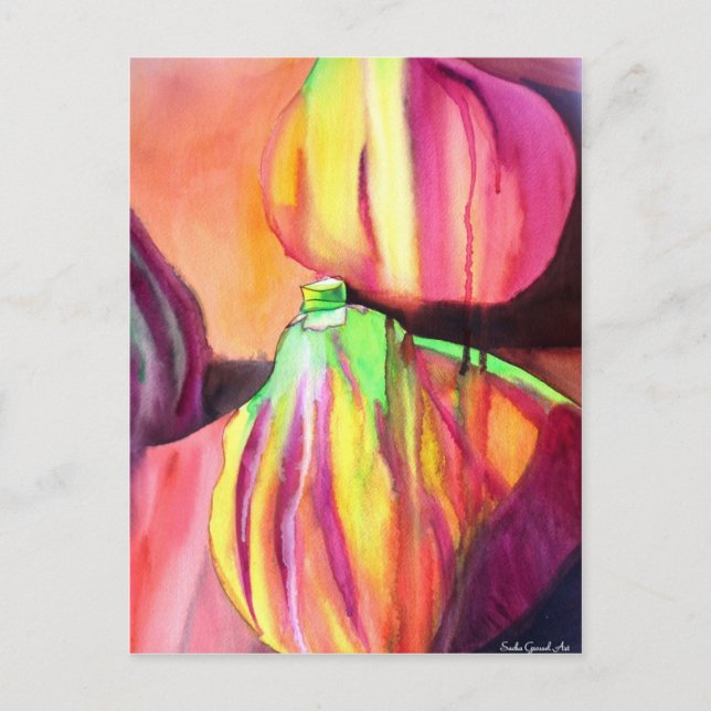 Lila Figs original Art Aquarell Tropfen Malerei Postkarte (Vorderseite)