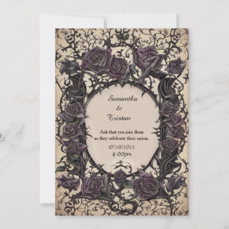 Lila Filigree und Thorn Rose Goth Wedding Einladung