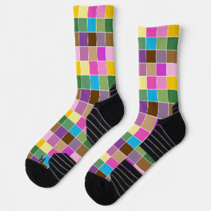 Lila Finch Karo Muster Stilvoll farbenfroh Socken