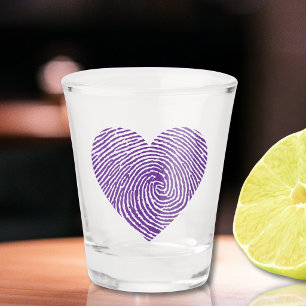 Lila Fingerabdruck Herz Liebe Schnapsglas