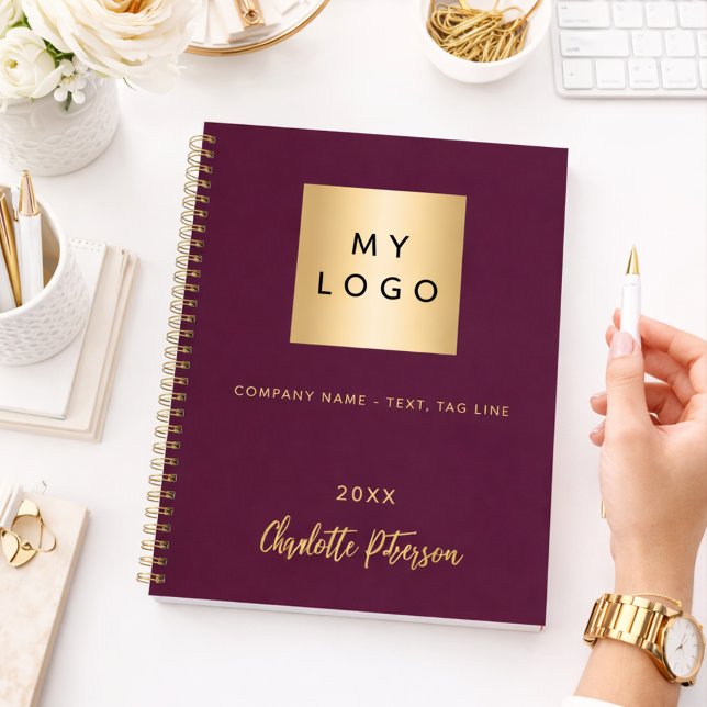 Lila Firmenlogo, elegant monogramm Notizbuch (Von Creator hochgeladen)