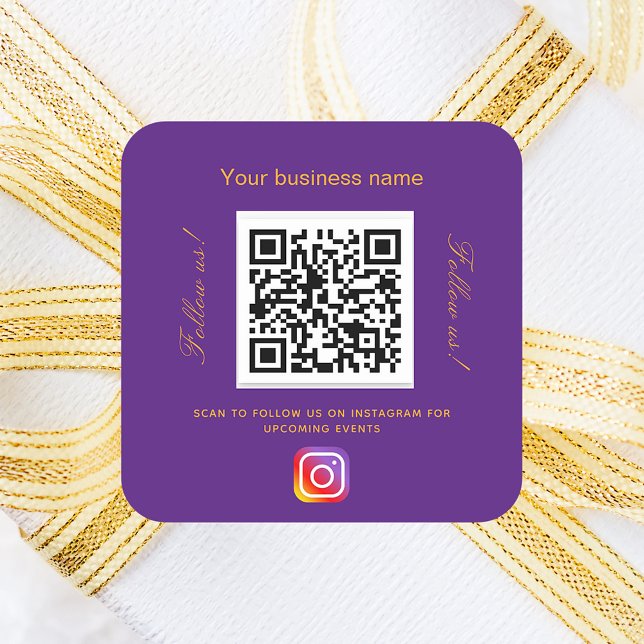 Lila Firmenname qr Codeinstagramm Quadratischer Aufkleber (Von Creator hochgeladen)