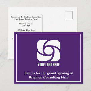 Lila Firmenwerbung Geschäft Logo Postkarte