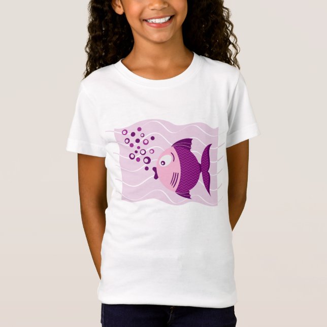 Lila Fisch-Zusammensetzungs-Mädchen-T - Shirt (Vorderseite)