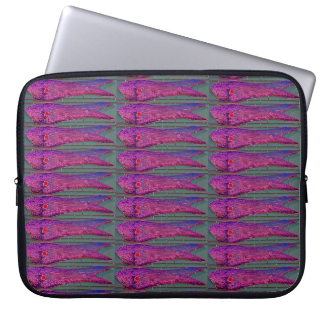 lila Fischmuffe Laptopschutzhülle (Vorderseite)