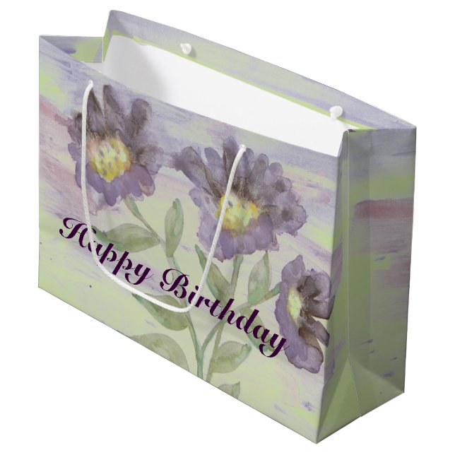 Lila Fixierer Große Geschenktüte (Vorderseite Schrägansicht)