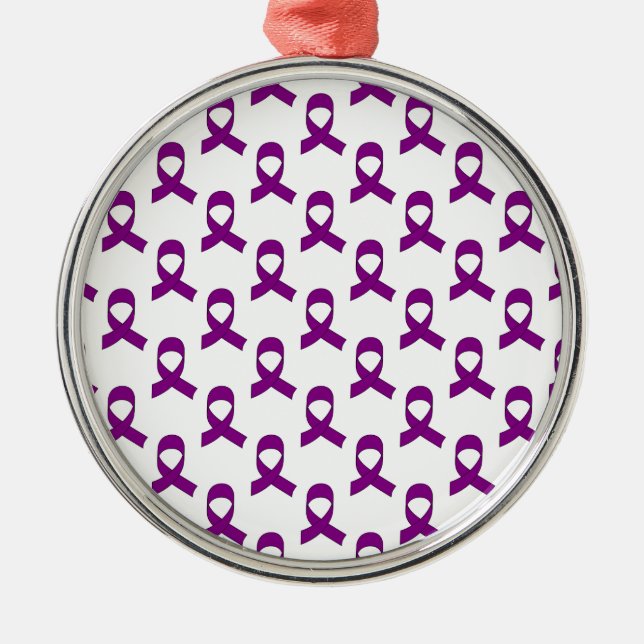 Lila Flachmuster Silbernes Ornament (Vorne)