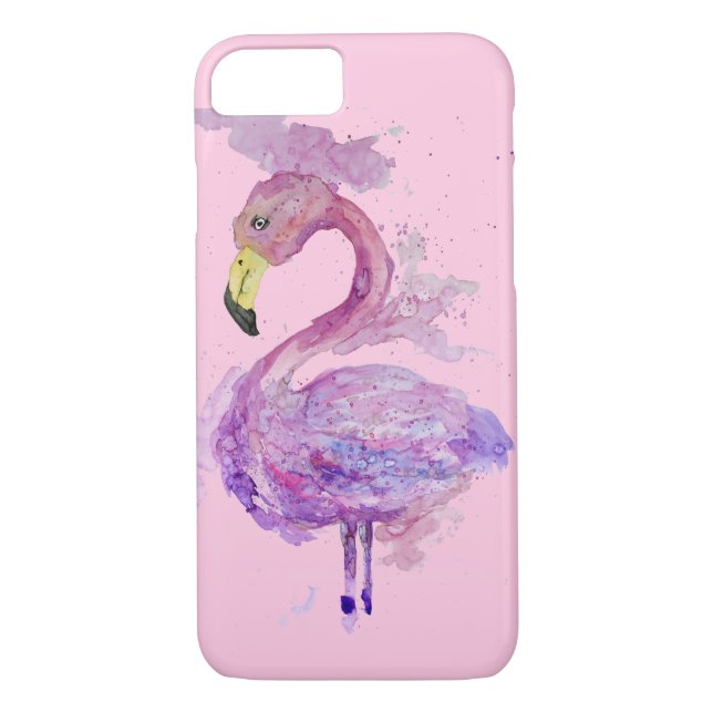 Lila Flamingo Watercolor Case-Mate iPhone Hülle (Rückseite)