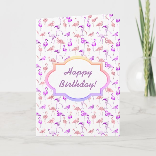 Lila Flamingos, Karte. Karte (Vorderseite)