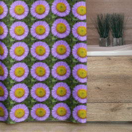 Lila Fleabane Daisy Floral Pattern Duschvorhang