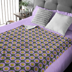 Lila Fleabane Daisy Floral Pattern Sherpadecke