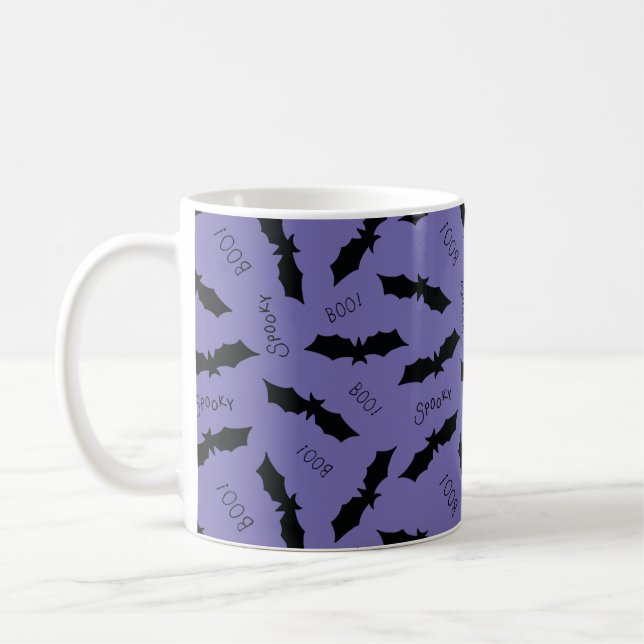 Lila Fledermäuse Halloween Kaffeetasse (Links)