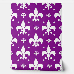 Lila Fleur-de-lis-Muster Tapete