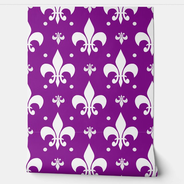 Lila Fleur-de-lis-Muster Tapete (Abrollen)