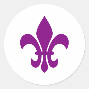 Lila Fleur de Lis Runder Aufkleber