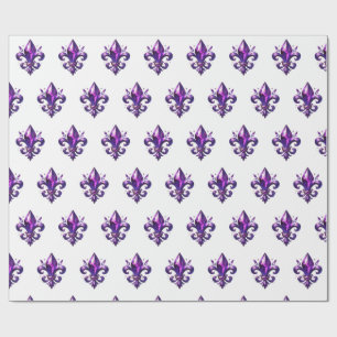 lila fleur de lys Geschenkpapier