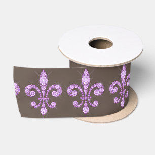 Lila Fleur de Lys Satin Ribbon Satinband