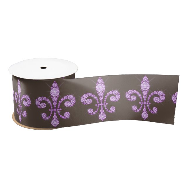 Lila Fleur de Lys Satin Ribbon Satinband (Spule)