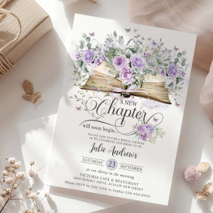 Lila Flieder Blumen Hochzeitsdusche Neues Kapitel Einladung