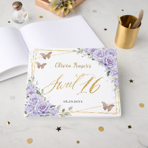 Lila Flieder Blumen Schmetterlinge Gold Sweet Sixt Gästebuch