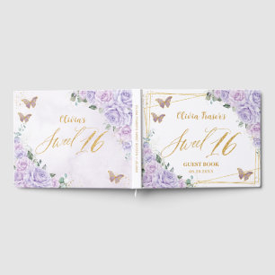 Lila Flieder Blumen Schmetterlinge Sweet Sixteen 1 Gästebuch