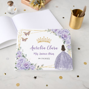 Lila Flieder Blumen Süß 15 16 Quinceanera-Party Gästebuch
