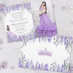Lila Flieder Foto Floral Quinceañera Einladung