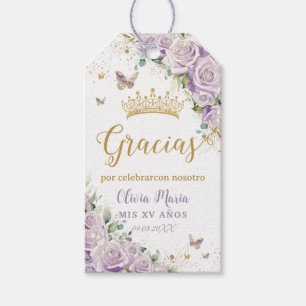 Lila Flieder Schmetterlinge Quinceanera 15 16 Geschenkanhänger