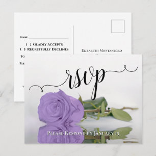 Lila Flieder spiegelnde Rose Chic Hochzeit RSVP Postkarte