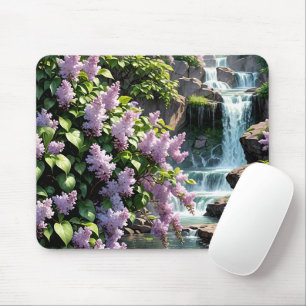 Lila Flieder und Wasserfälle Mousepad