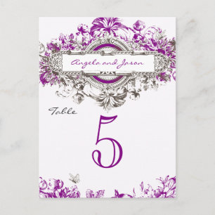 Lila Flieder Vintage Blumen Hochzeit Tischnummer