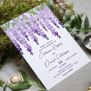 Lila Flieder Wisteria Moderne Schrift Hochzeit Einladung