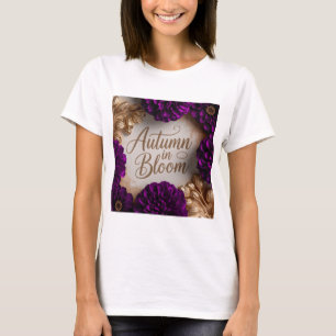 Lila Flora-Flair Drehbuch Herbstliche Lifestyle-Ku T-Shirt