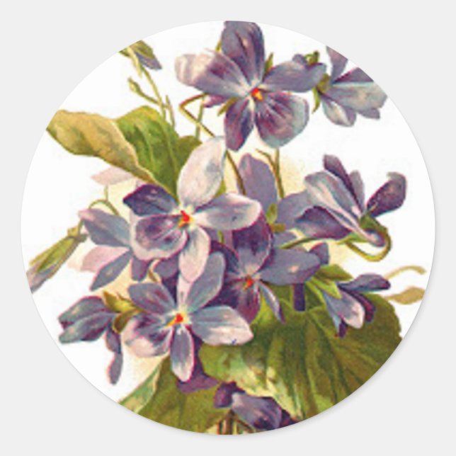 Lila Flora Runder Aufkleber (Vorderseite)